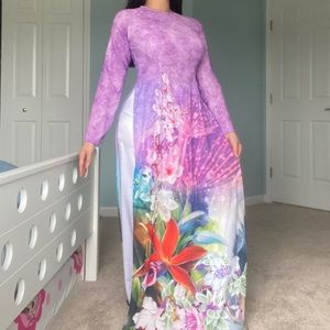 ✨Vietnamese Ao Dai Dress Floral Formal Gown